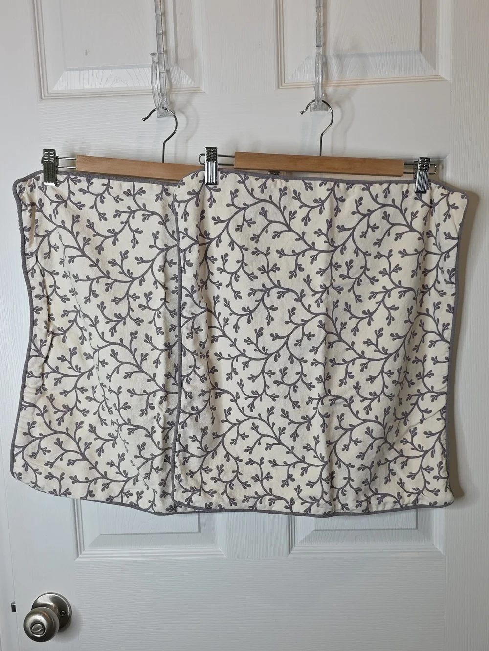 Two Ikea Lungort Decorative Pillow Cases Floral & Stripe Gray & Cream 20x20